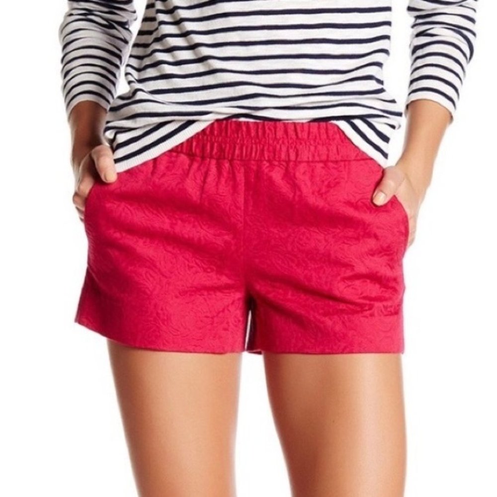 J. Crew Boardwalk Jacquard Textured Short Red Orange Size 6 NWT